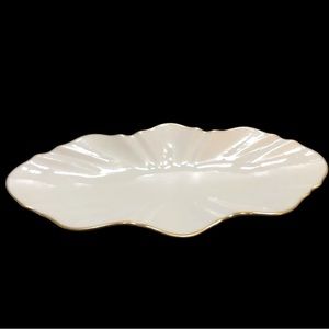 Vintage Lenox Symphony Centerpiece Serving Tray 10" Scalloped 24k Gold Trim